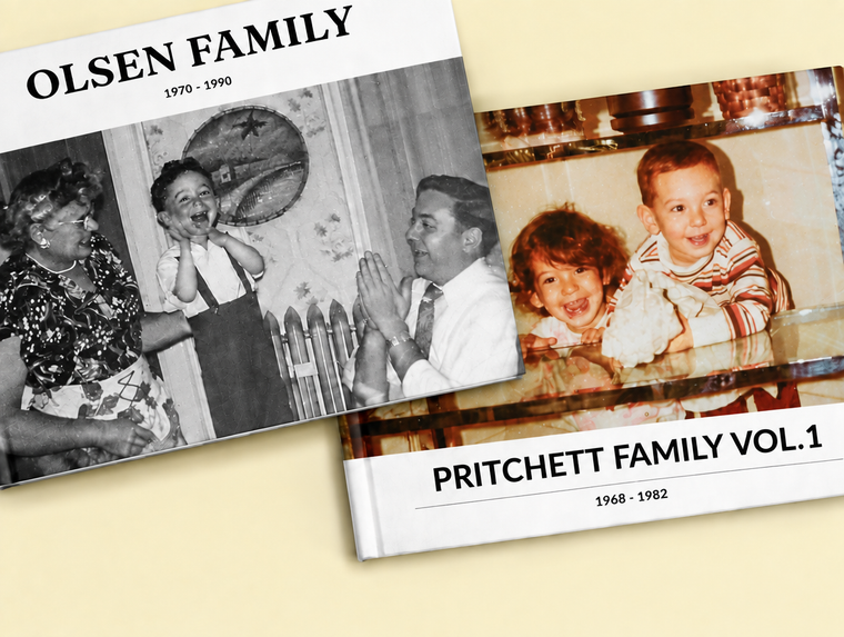 Two hardcover books with customized printed covers