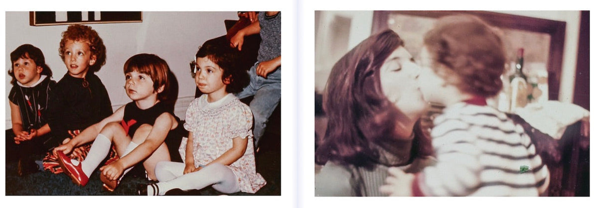 An open replica photobook spread with restored vintage family photos